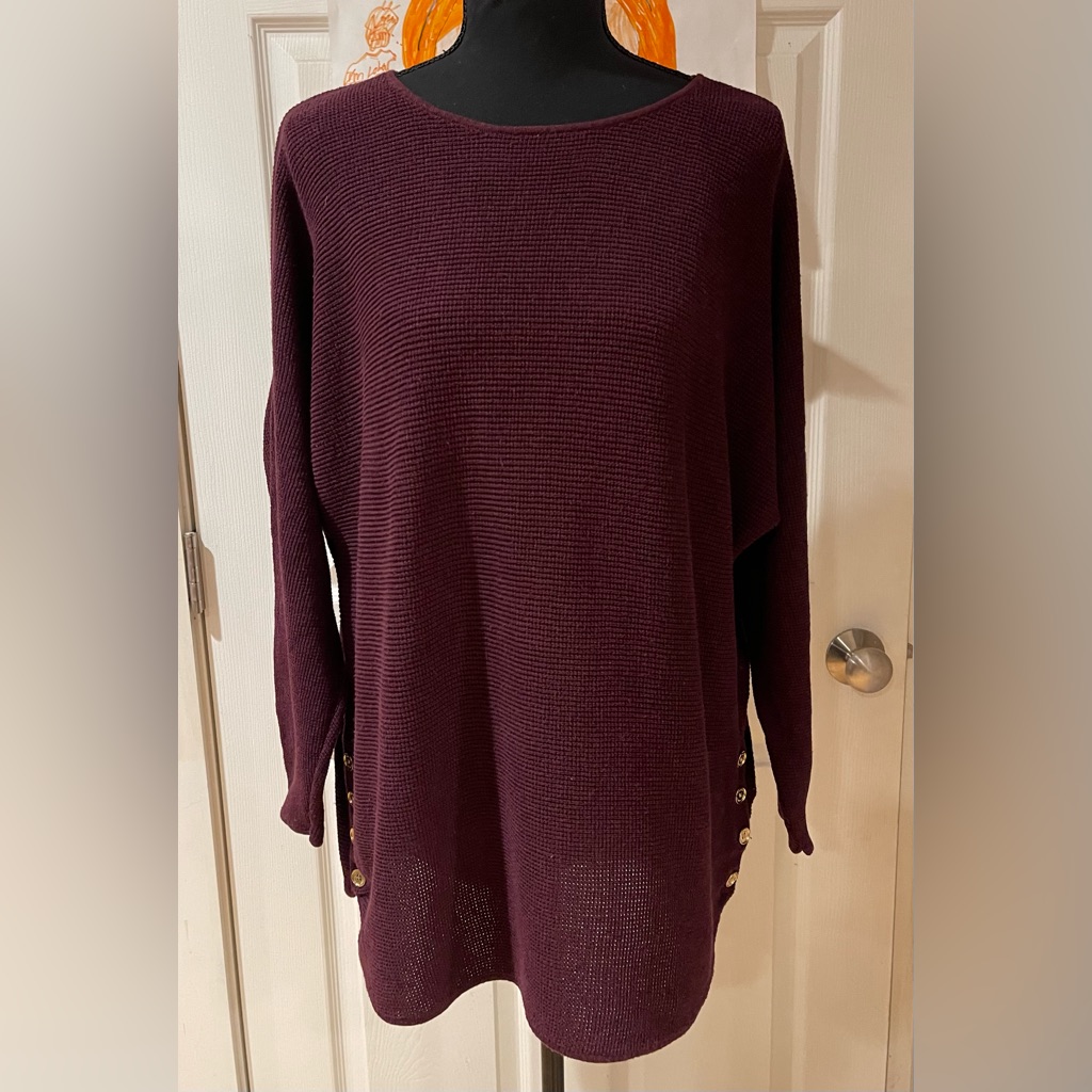 Michael Kors Burgundy This Falls The Most Popular Color! Ribbed Sweater Size Xl